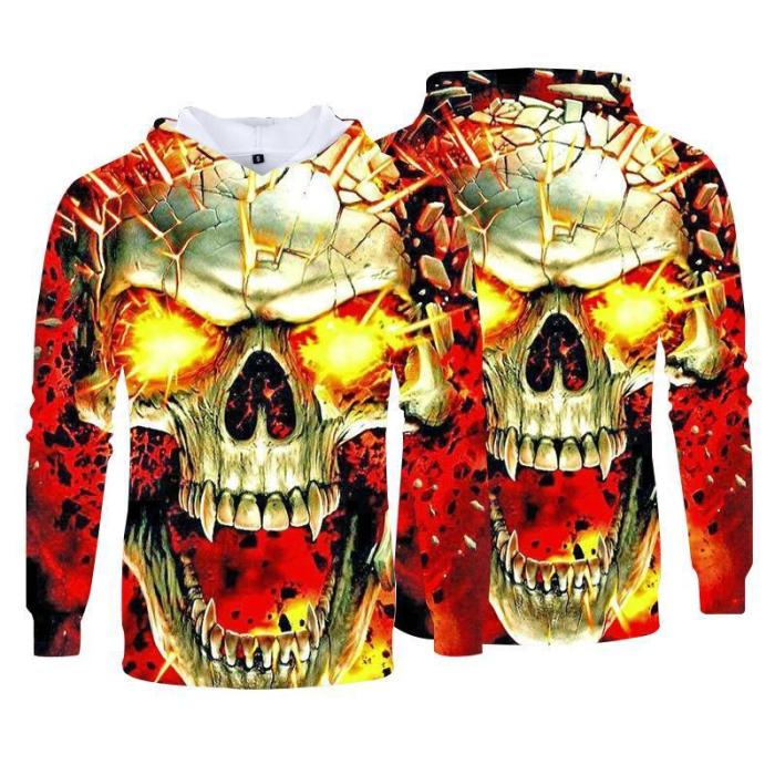 Men Fashion 3D Pattern Printing Casual Pullover Hoodies