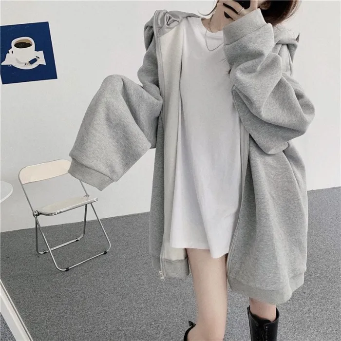 Bunny Ears Zipper Hoodie Jacket