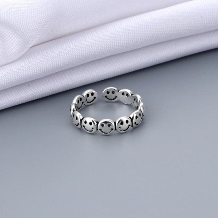 Cute And Adjustable Smiley Face Rings