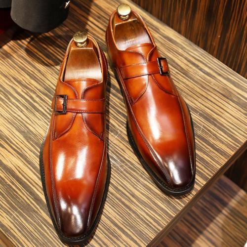 Men'S Leather Shoes Buckle Business Custom Shoes