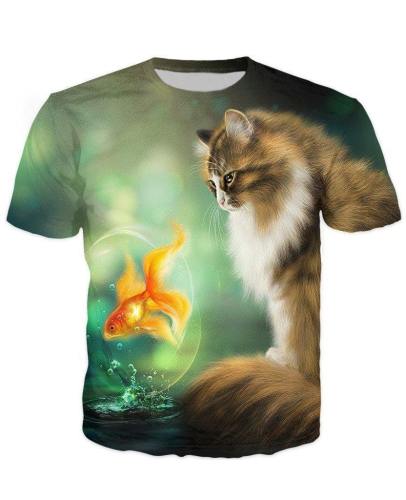 Cat & Fish Art Shirt
