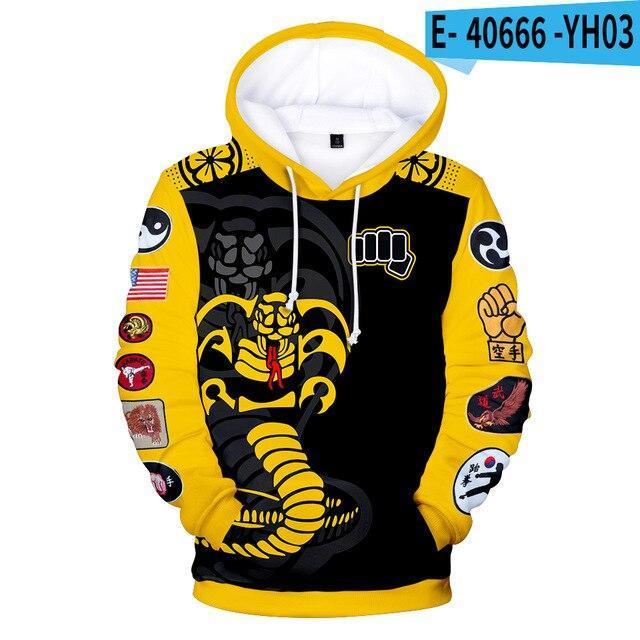 2 To 14 Years Kids Cobra Kai 3D Printed Sweatshirt The Karate Kid Cosplay Pullover Hoodie