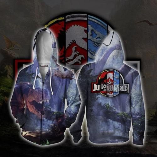 Jurassic World Dinosaur Movie Unisex 3D Printed Hoodie Sweatshirt Jacket With Zipper