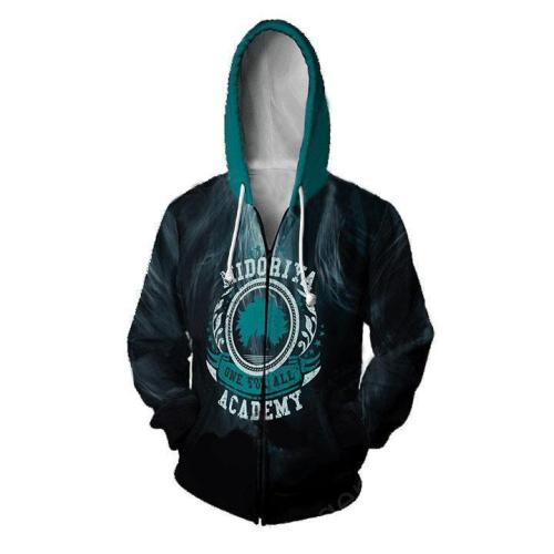 My Hero Academia Anime Midoriya Deku One For All Cosplay Unisex 3D Printed Mha Hoodie Sweatshirt Jacket With Zipper