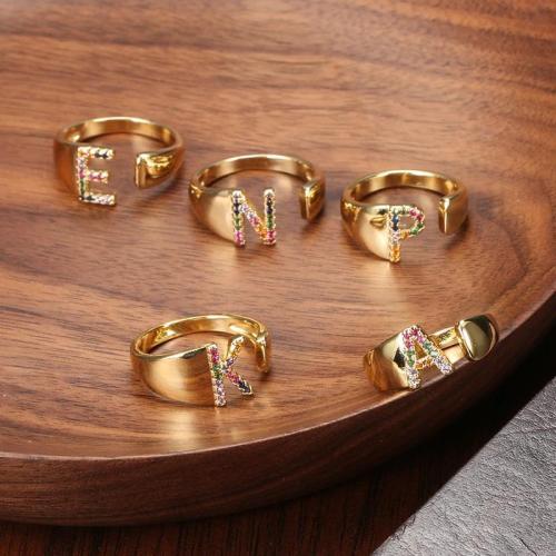 Colorful Zircon Adorned A-Z Initial Letter Rings