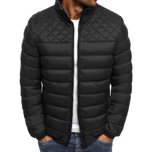 Men'S Stand Collar Solid Color Down Jacket