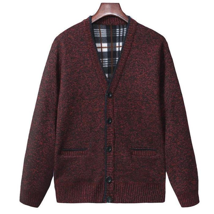 Autumn And Winter Middle-Aged Men Sweater With Velvet  Fashion Style