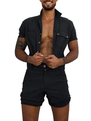Men'S Siamese  Set Buttons Personalized One-Piece Clothing