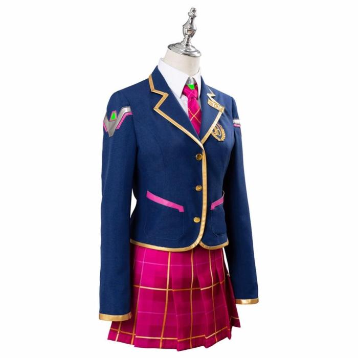 Full Set Ow Cosplay Hana Song D.Va Costume Dva School Uniform Suit Academy Dress Outfit Girls Adult Halloween Carnival Costume