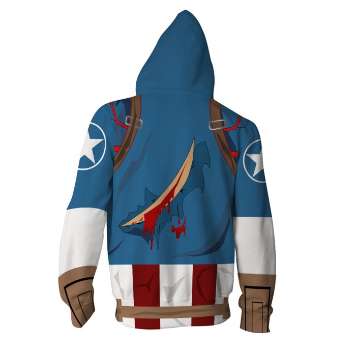 Captain America Movie Style 8 Cosplay Unisex 3D Printed Hoodie Sweatshirt Jacket With Zipper