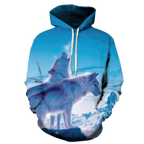 Wolf Printed 3D Sweatshirt Hoodie Pullover
