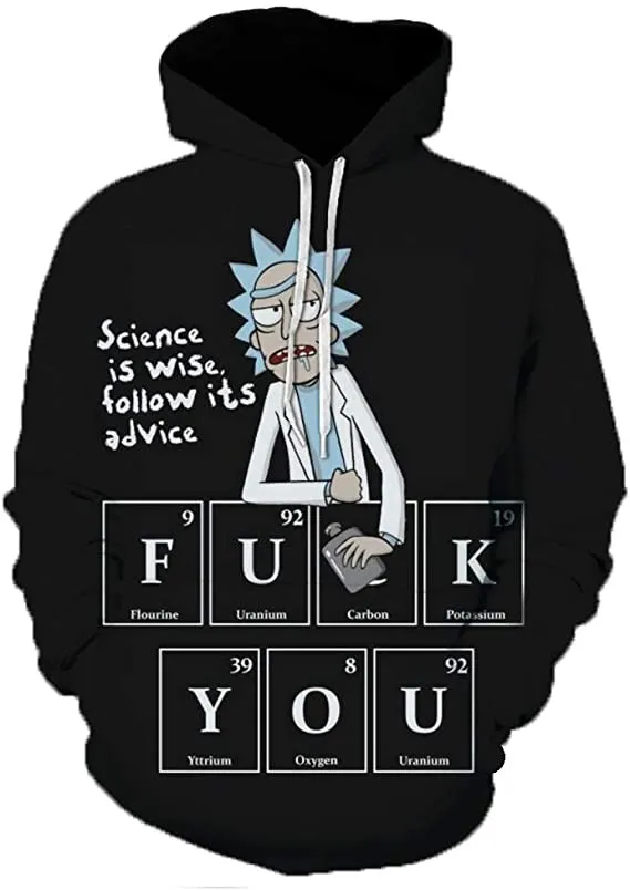 Rick Black Science Is Wise Anime Unisex 3D Printed Hoodie Pullover Sweatshirt