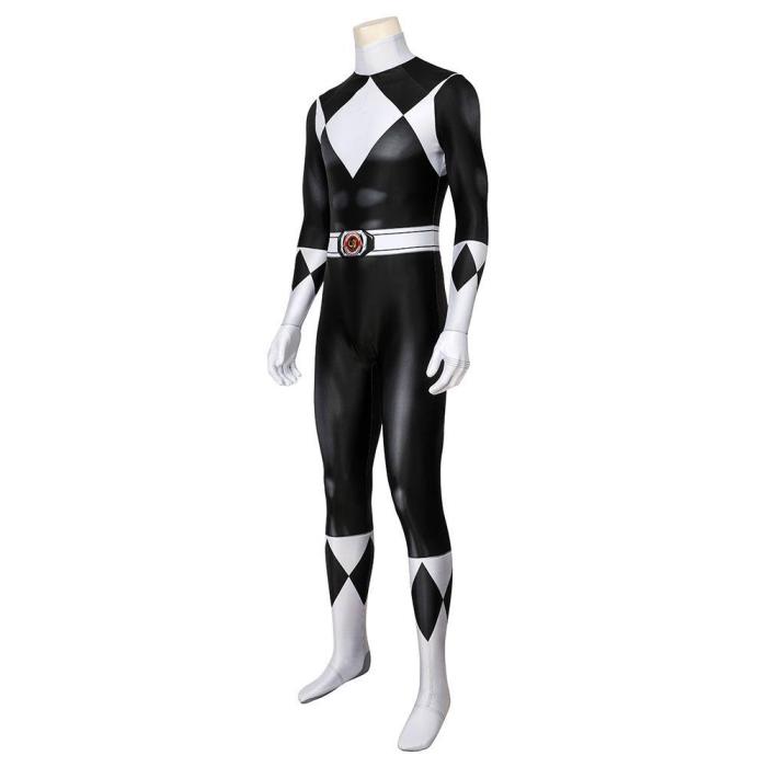 Mighty Morphin Power Rangers Black Ranger Jumpsuit Cosplay Costume -