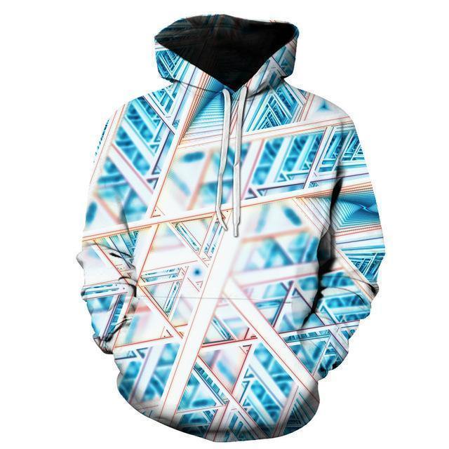 Blue Geometric 3D Sweatshirt Hoodie Pullover