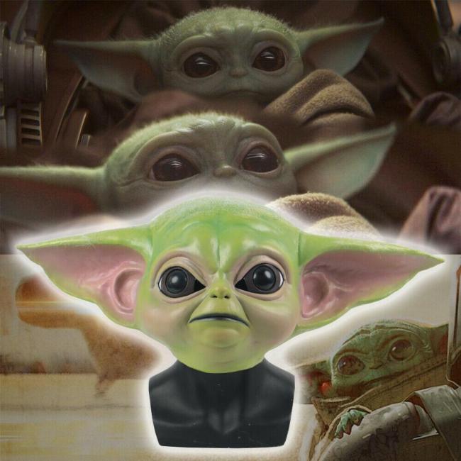 Star Wars Cosplay The Mandalorian Baby Yoda Mask Fancy Dress Helmet Props Latex