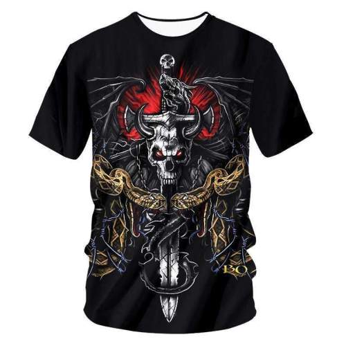 Skull Print Tshirt Printed Mens Tops Shirt