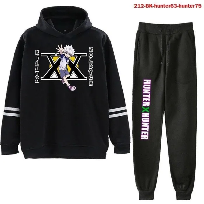 2Pcs/Set Casual Fleece Tracksuit Hunter X Hunter Oversize Hooded Hoodie Suit With Sport Pant
