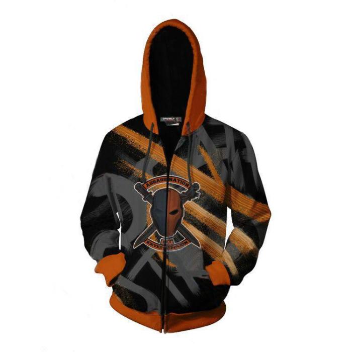 Dc Detective Comics Deathstroke Orange Movie Cosplay Unisex 3D Printed Hoodie Sweatshirt Jacket With Zipper