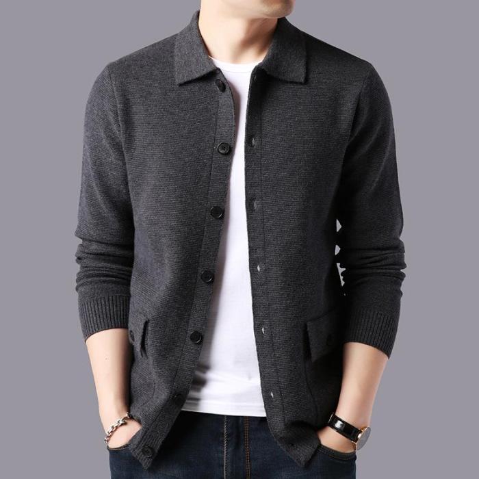 Men Business Cashmere Warm Cardigan High Quality Wool Sweater