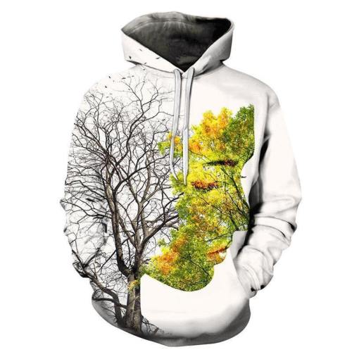 Tree Contrast 3D Sweatshirt Hoodie Pullover