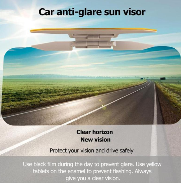 2 In 1 Car Sun Visor Day Night Hd Anti Glare Dazzling Goggle Driving Sunshade Mirror