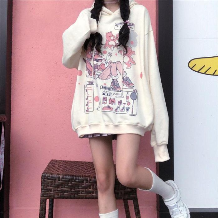 Kawaii Anime Harajuku Hoodie Women Cute Cartoon Korean Style Sweatshirt