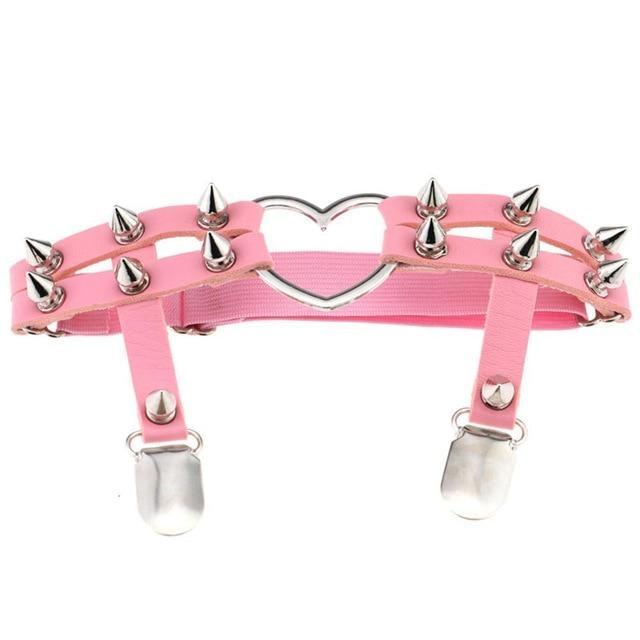 spiked heart garter belt