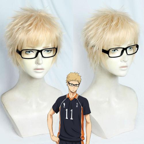 Haikyu!! Haikyuu Tsukishima Kei Golden Cosplay Wig - Including Glasses