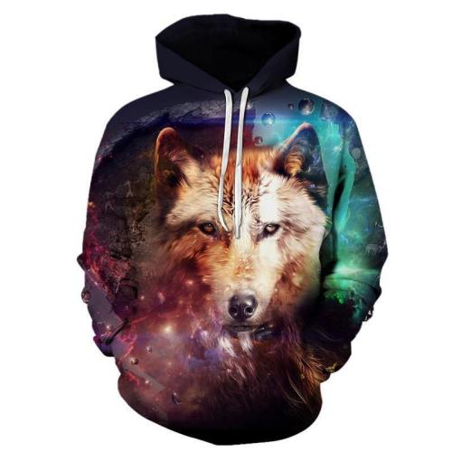 Galaxy Wolf 3D Sweatshirt, Hoodie, Pullover