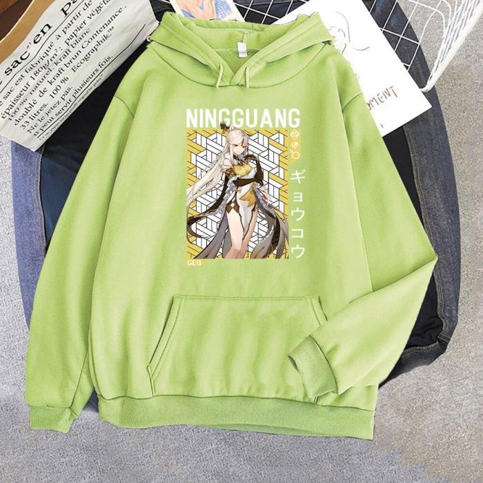 Genshin Impact Anime Hoodie Ninggunag Unisex Streetwear Harajuku Oversize Sweatshirt Cartoon Print Pullover