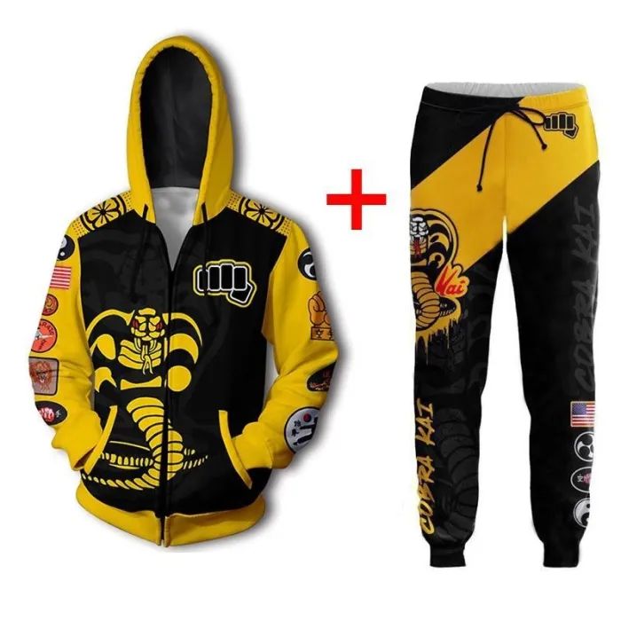 The Karate Kid Cobra Kai Jacket Animation Cosplay Sweatshirt Zipper Costume Hoodie Pant