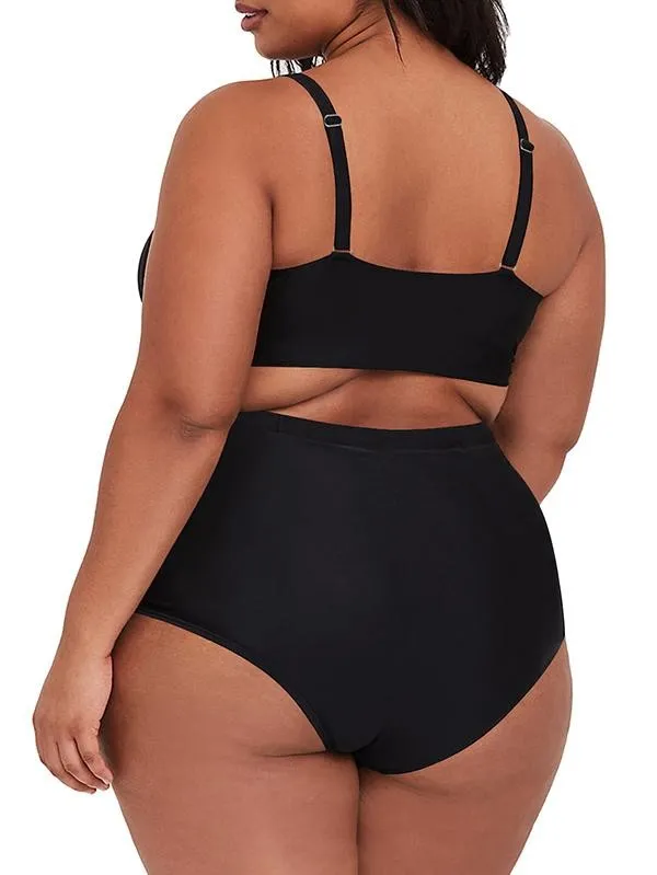 Plus Size Bathing Suits Pleated High Waisted Bikini Set