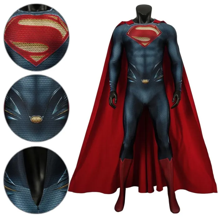 Superman Clark Kent Superman Man Of Steel Kal-El Jumpsuit Cosplay Costume -