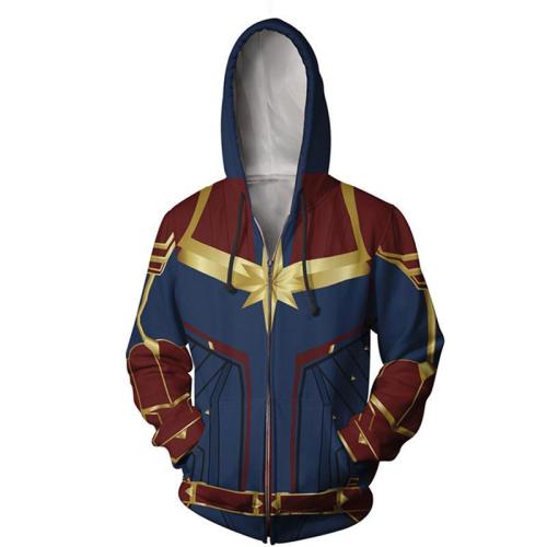 Captain Marvel Anime Style 7 Green Cosplay Unisex 3D Printed Hoodie Sweatshirt Jacket With Zipper