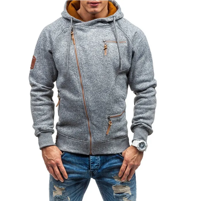 Men'S Solid Color Zipper Hoodies
