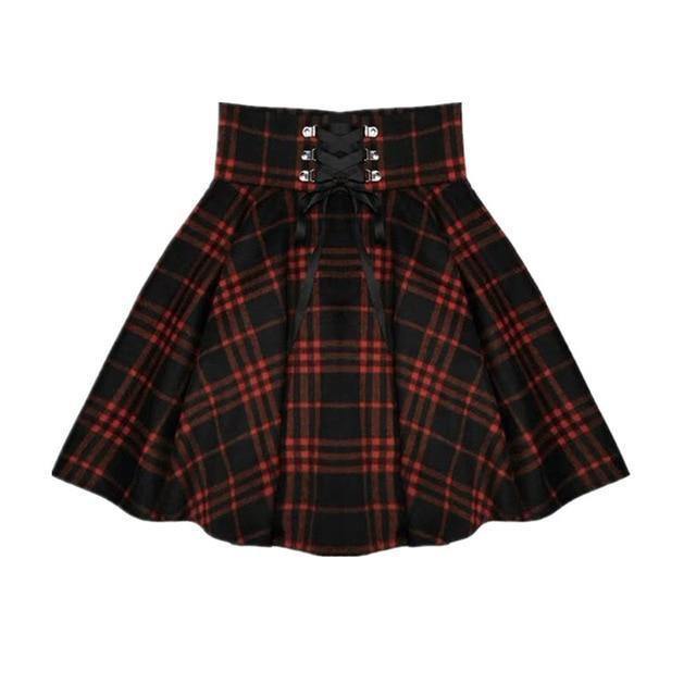 Red Plaid Skirt (Up To 4Xl)