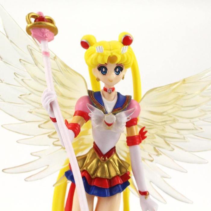 13-18Cm Sailor Moon Tsukino Wings Cake Decoration Pvc Action Figure Collection Model Toy Doll Birthday Gifts For Girl