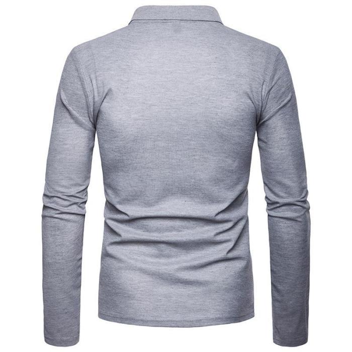 Men'S Henry Collar Casual Slim Autumn Winter Long Sleeve