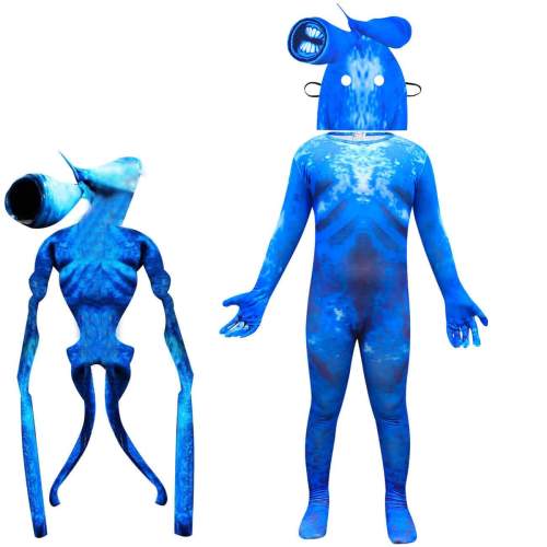 Kids Siren Head Blue Jumpsuit With Headgear Party Cosplay Costume