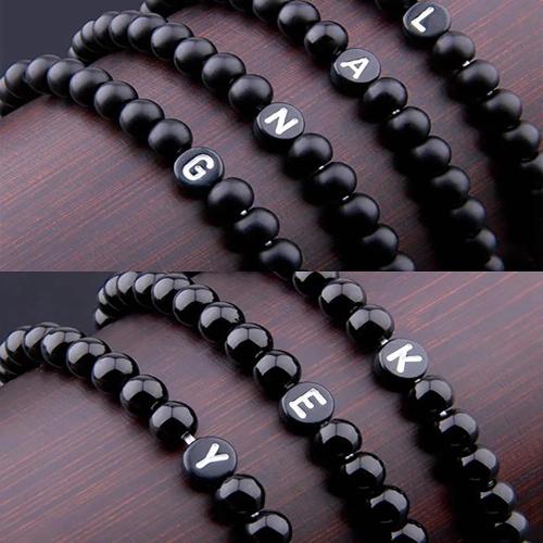 Matte Letters A-Z Initial Beads Bracelet