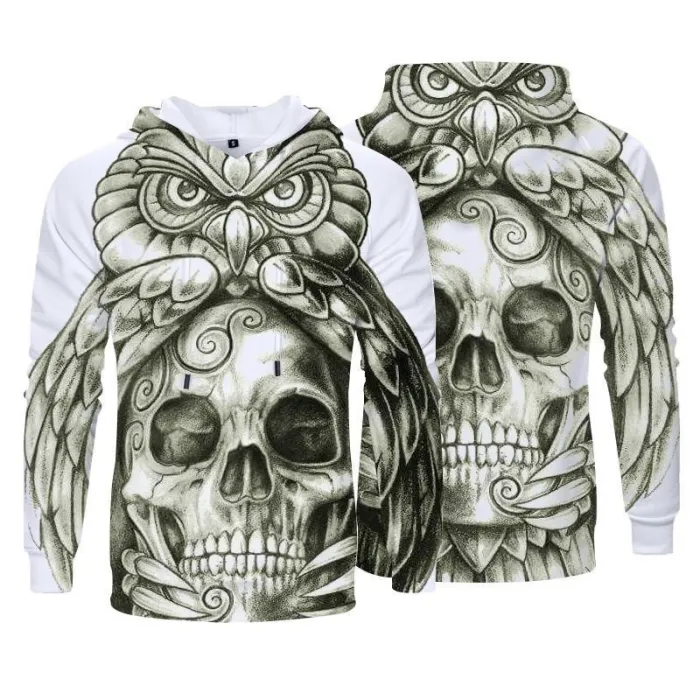 Men Skull Print 3D Pattern Fashion Casual Hoodies