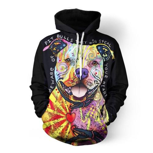 Pit Bulls Steal Your Heart 3D Hoodie