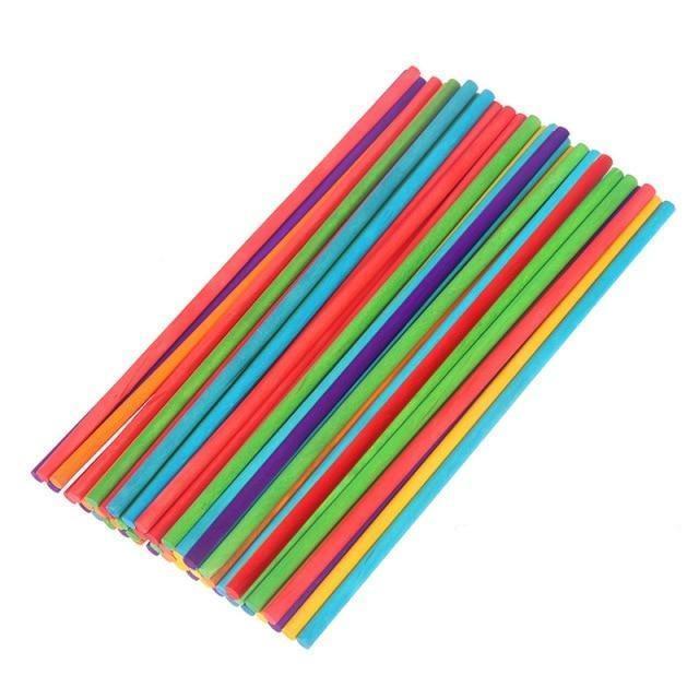 50Pcs Diy Wooden Stick Popsicle Ice Cream Sticks Colorful Hand Crafts Art Creative Educational Toys For Children Kids Baby