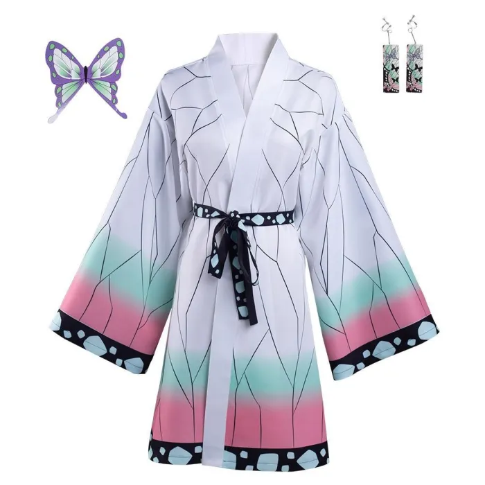 Demon Slayer Kimetsu No Yaiba Kochou Shinobu Cloak Earings Belt Outfits Cosplay Costume