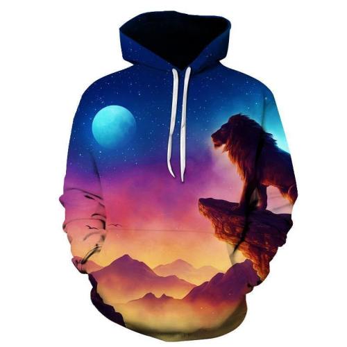 Lion & Moon 3D Sweatshirt Hoodie Pullover