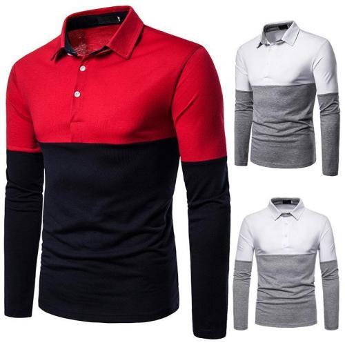Men'S Splice Shirt Fashion Collar Casual Polo Two-Color