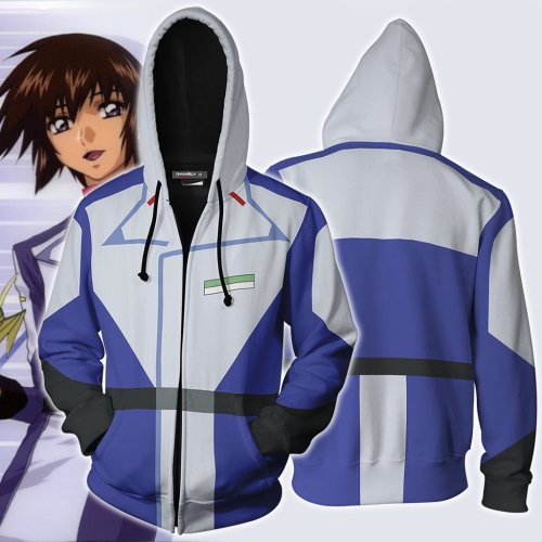 Gundam Seed Anime Kira Yamato Cosplay Unisex 3D Printed Hoodie Sweatshirt Jacket With Zipper