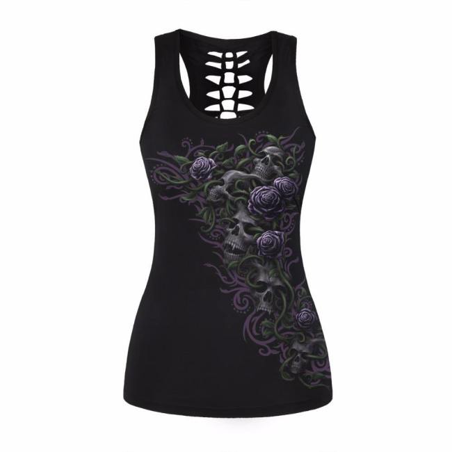 Skulls & Black Roses Women Tank Top