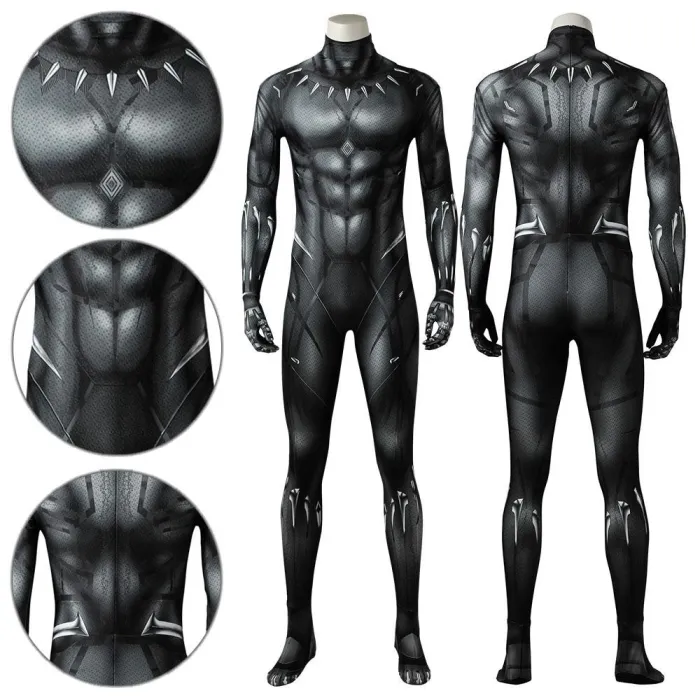 Black Panther T'Challa Black Panther  Movie Jumpsuit Cosplay Costume -