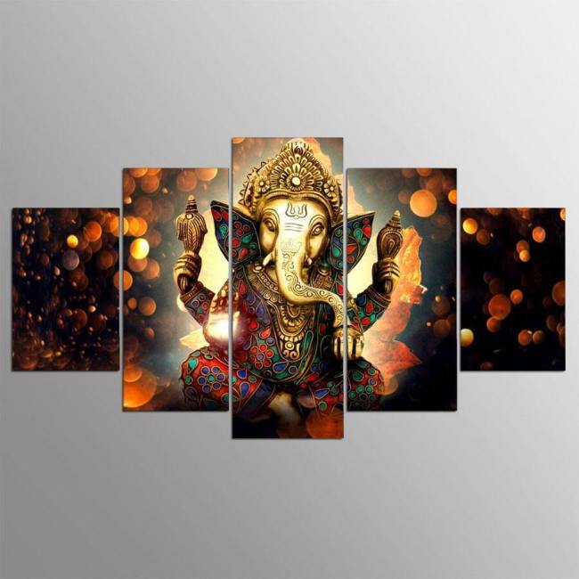 Golden Ganesh Hd Canvas